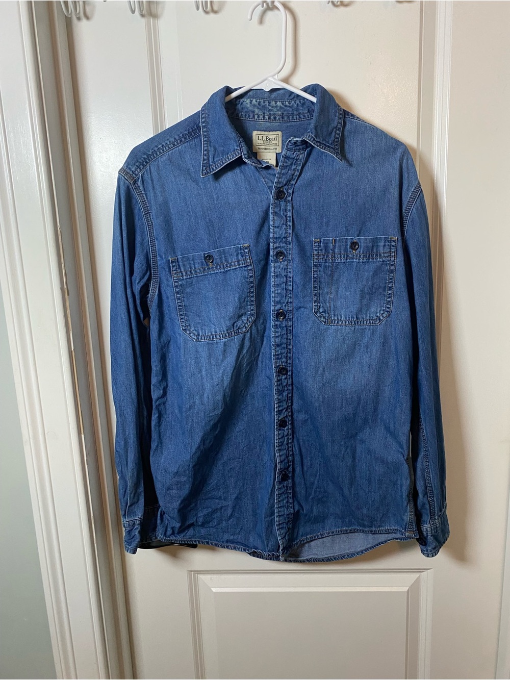 L.L. Bean Men's Denim Button-Down Shirt in Blue